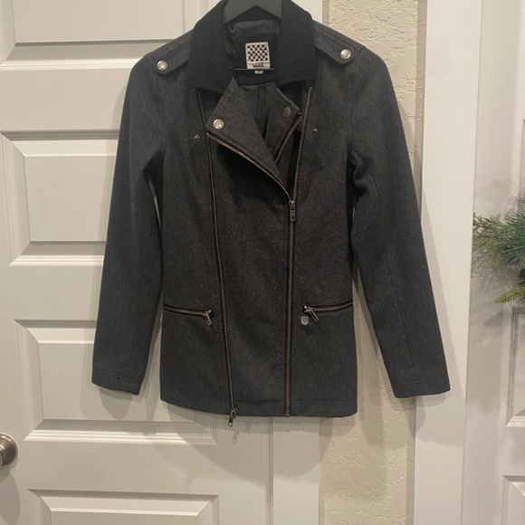 Vans Women Charcoal Grey Wool Blend Motorcycle Size S Jacket - Picture 3 of 11